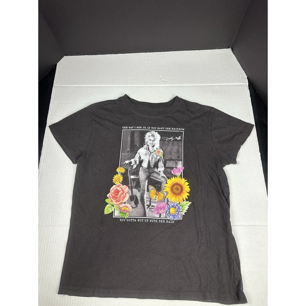 Authentic Dolly Parton Quote Graphic Tshirt Black Gray Size Small Rainbow Floral